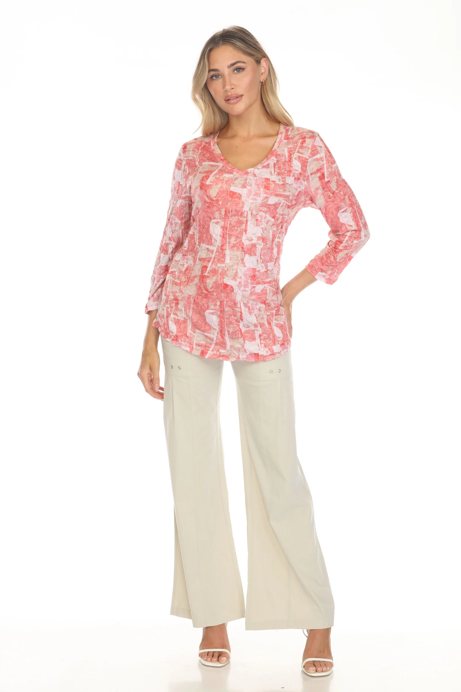 V-Neck Top - Coral Mosaic - Image 3