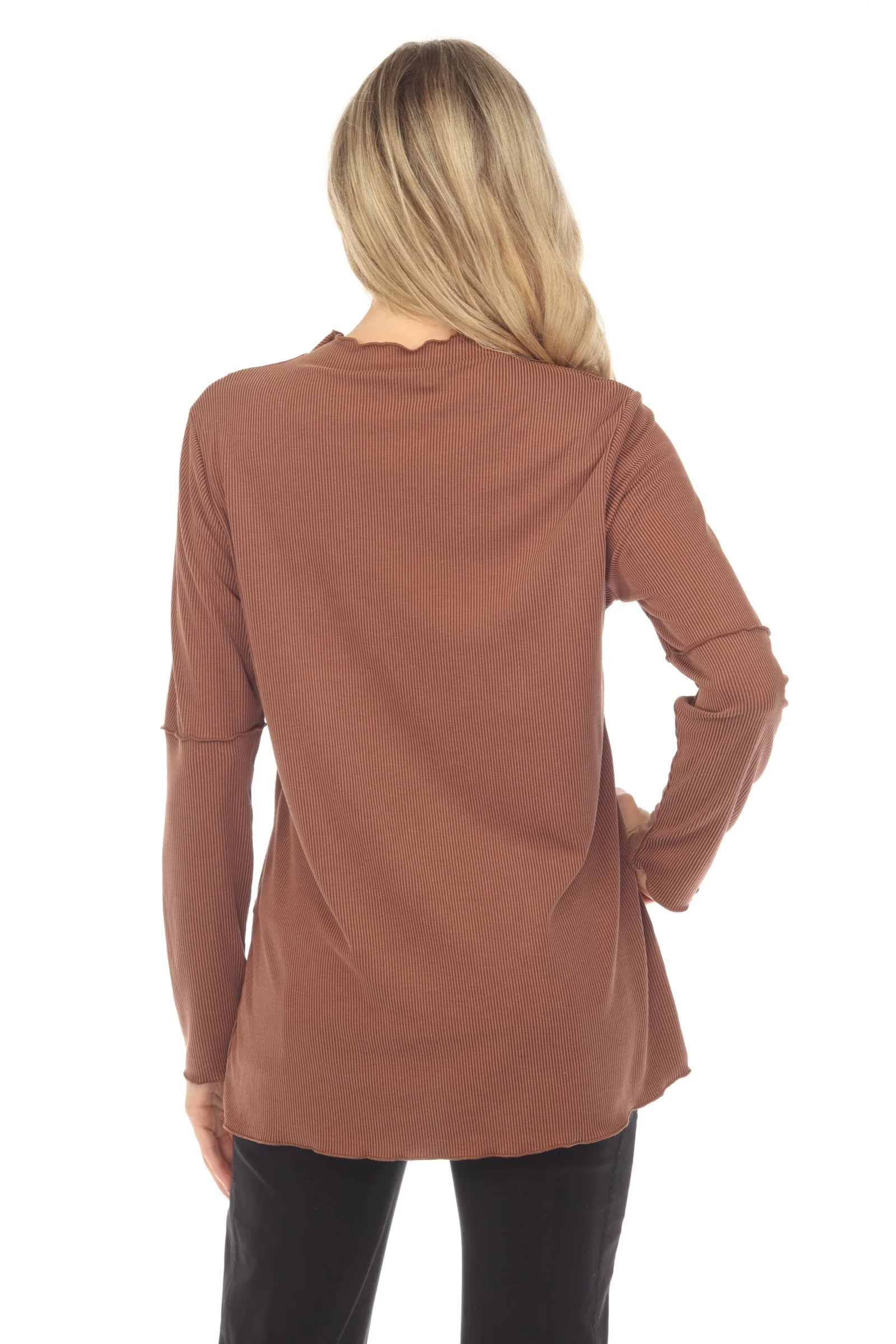 Mock Neck Cross Pattern Top - Image 7