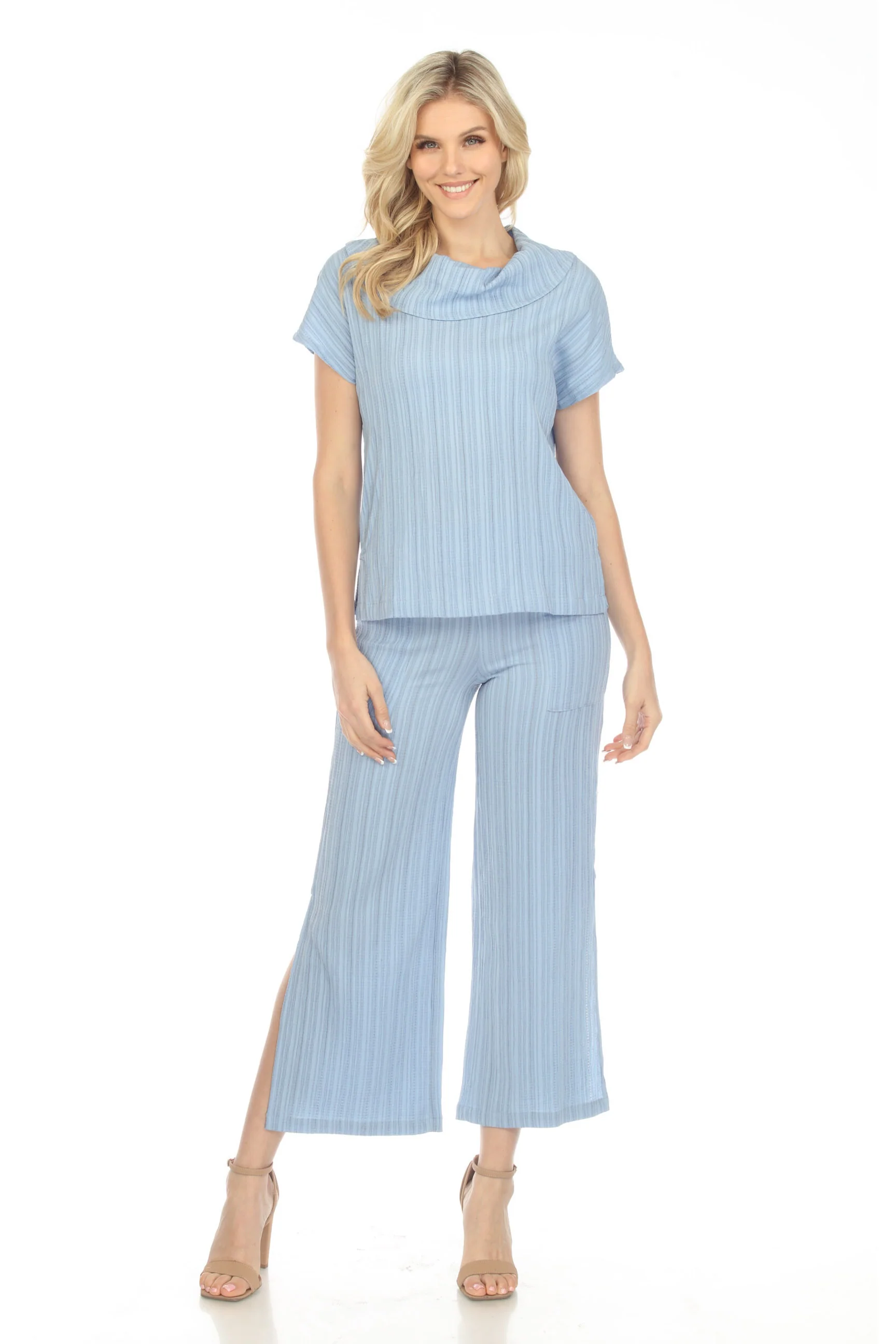Rolled Collar Split Hem Top - Image 4