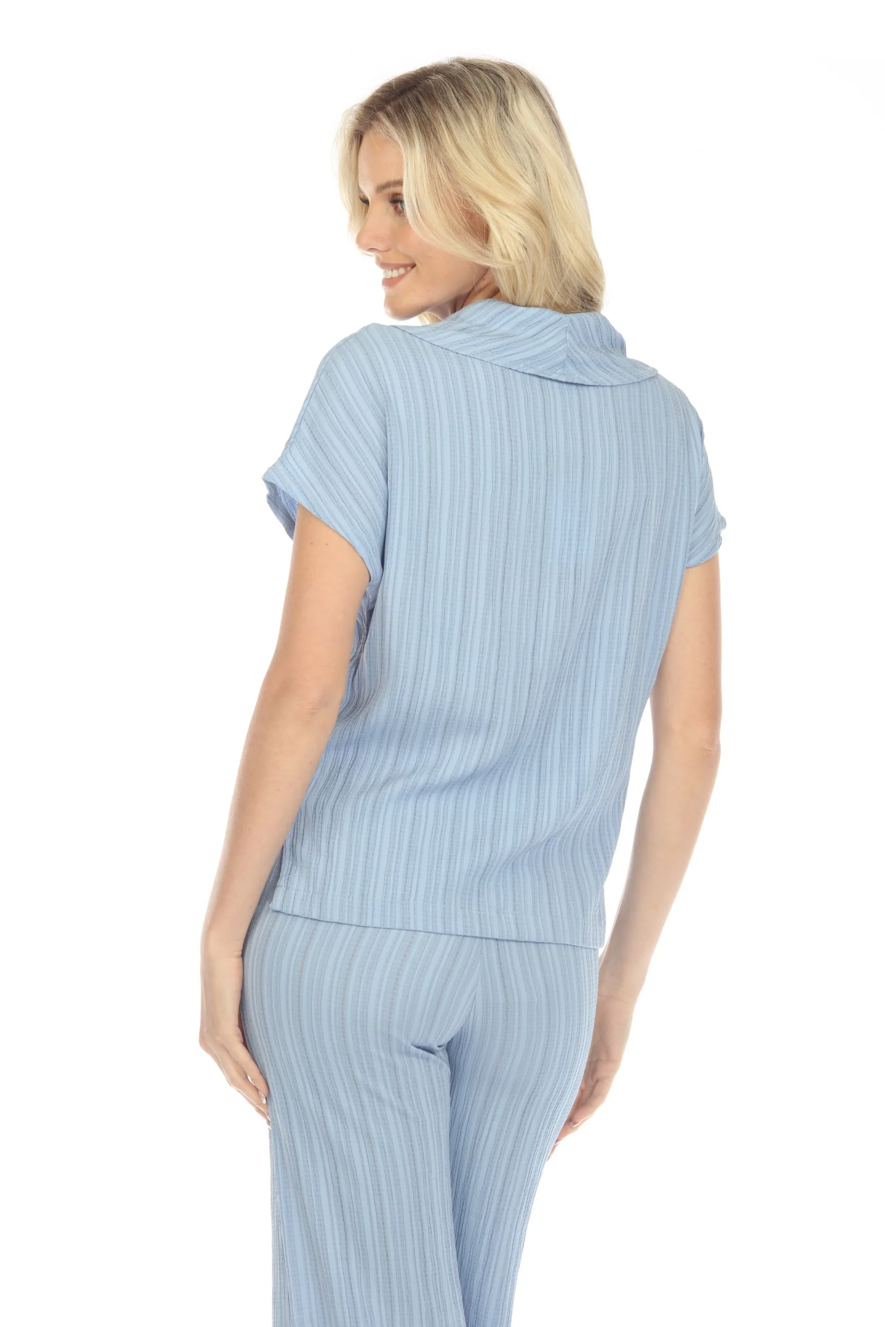 Rolled Collar Split Hem Top - Image 6