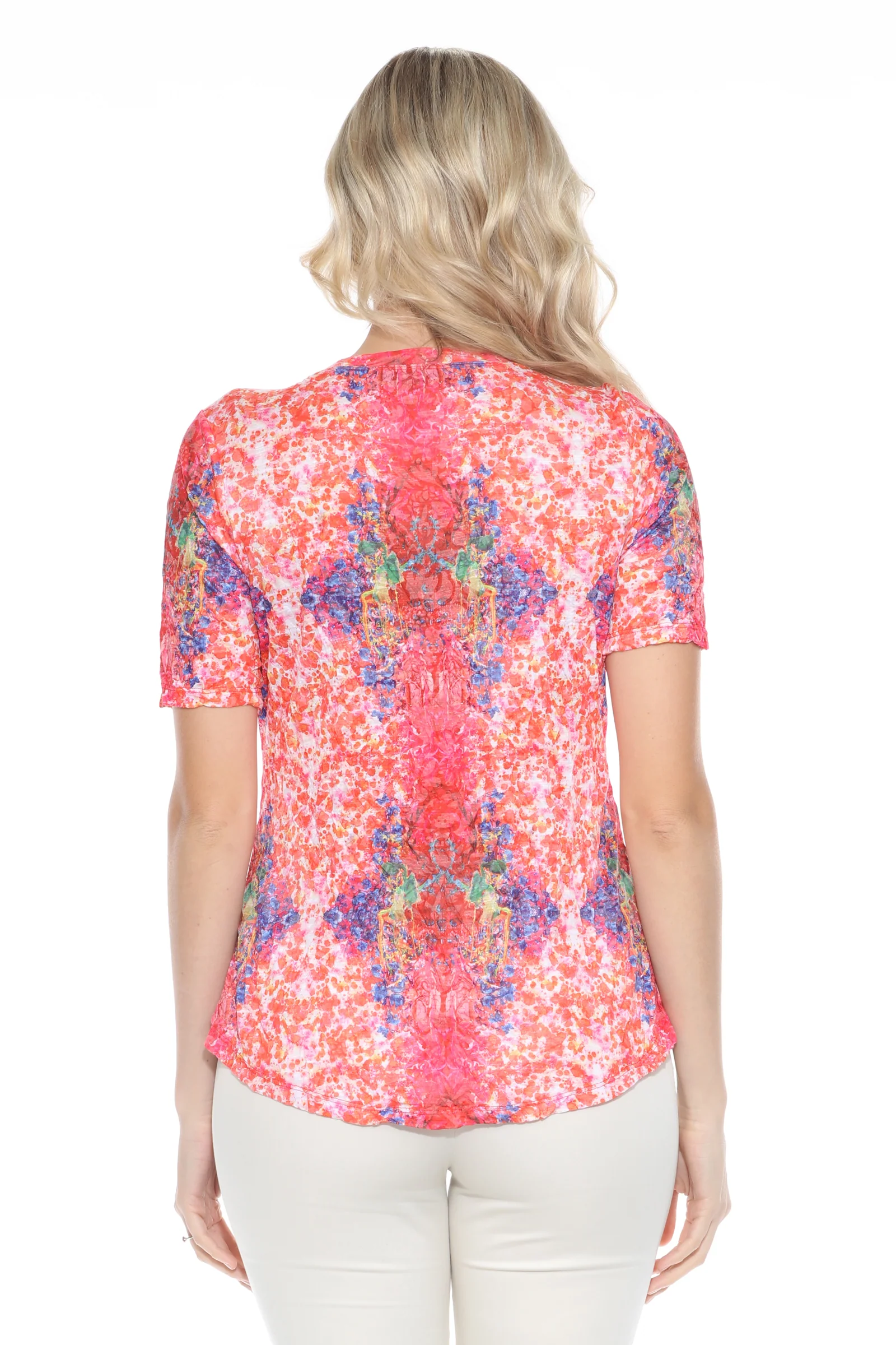 S/S V-Neck Top - Crimson Burst - Image 3