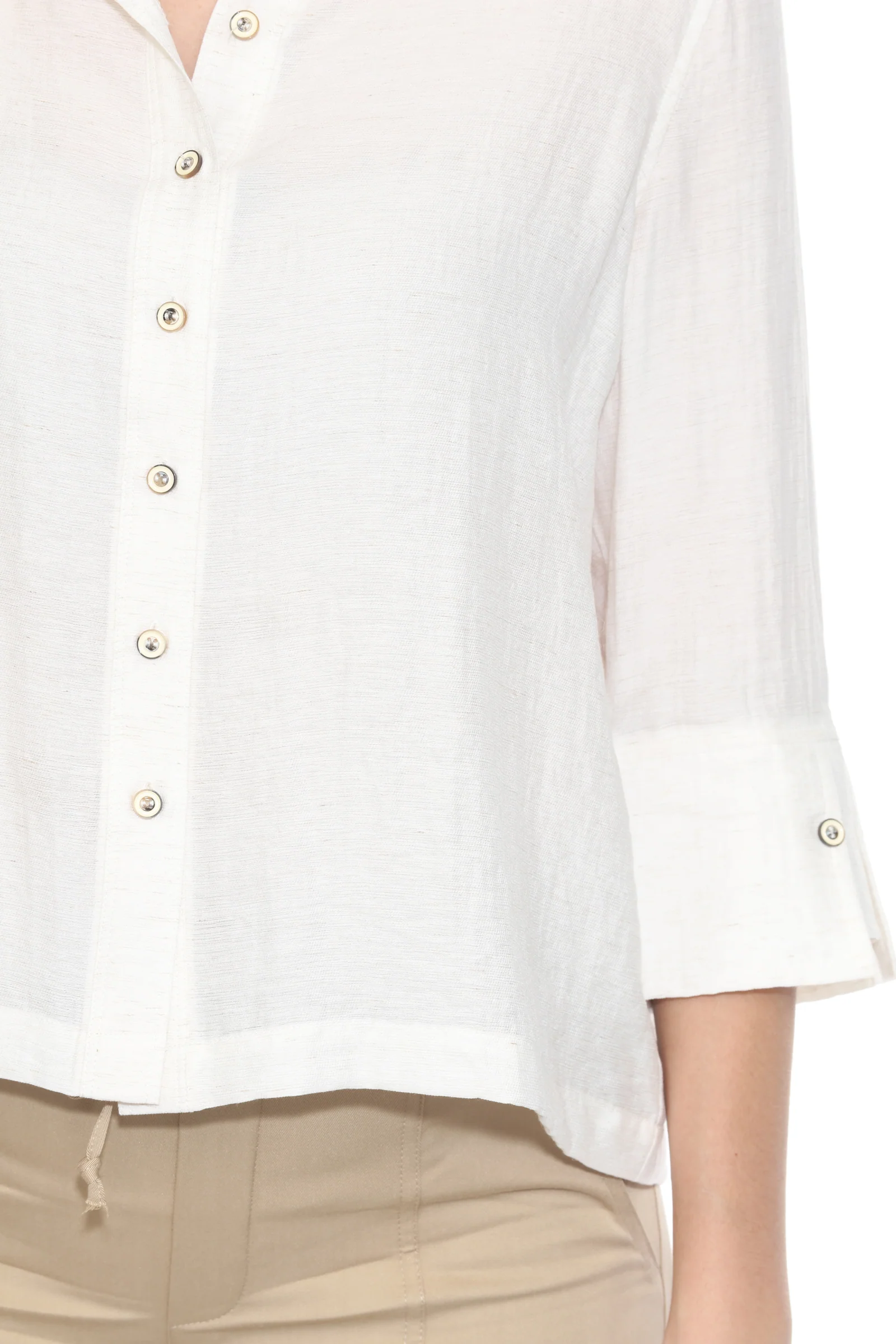 Linen Blend Collared Blouse - Image 4