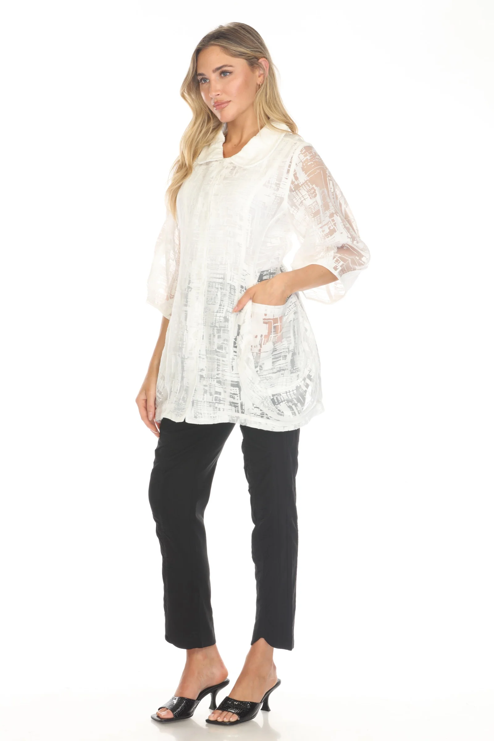 Sheer Textured Button Jacket - Image 7