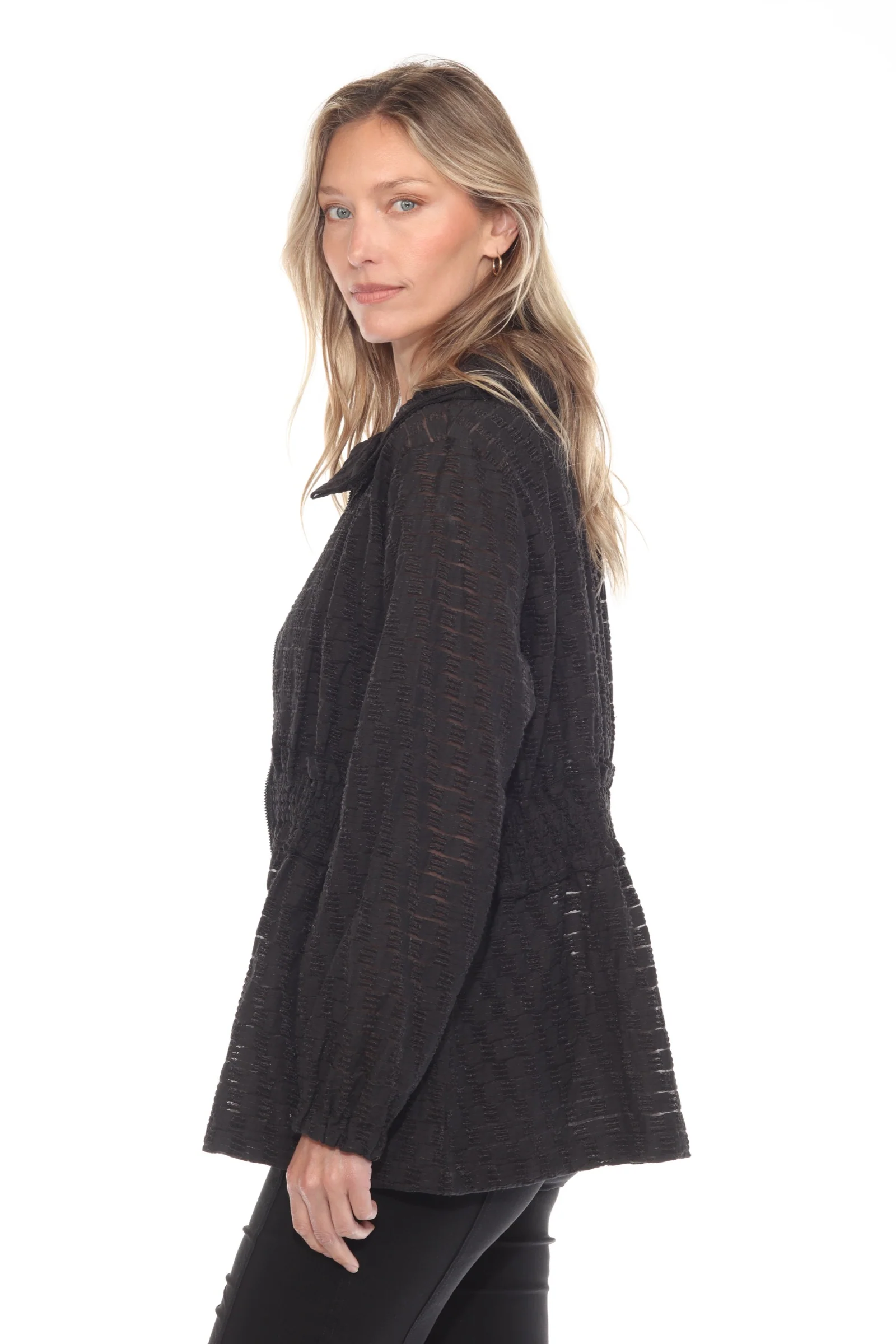 Sheer Textured Zip Jacket - Image 7