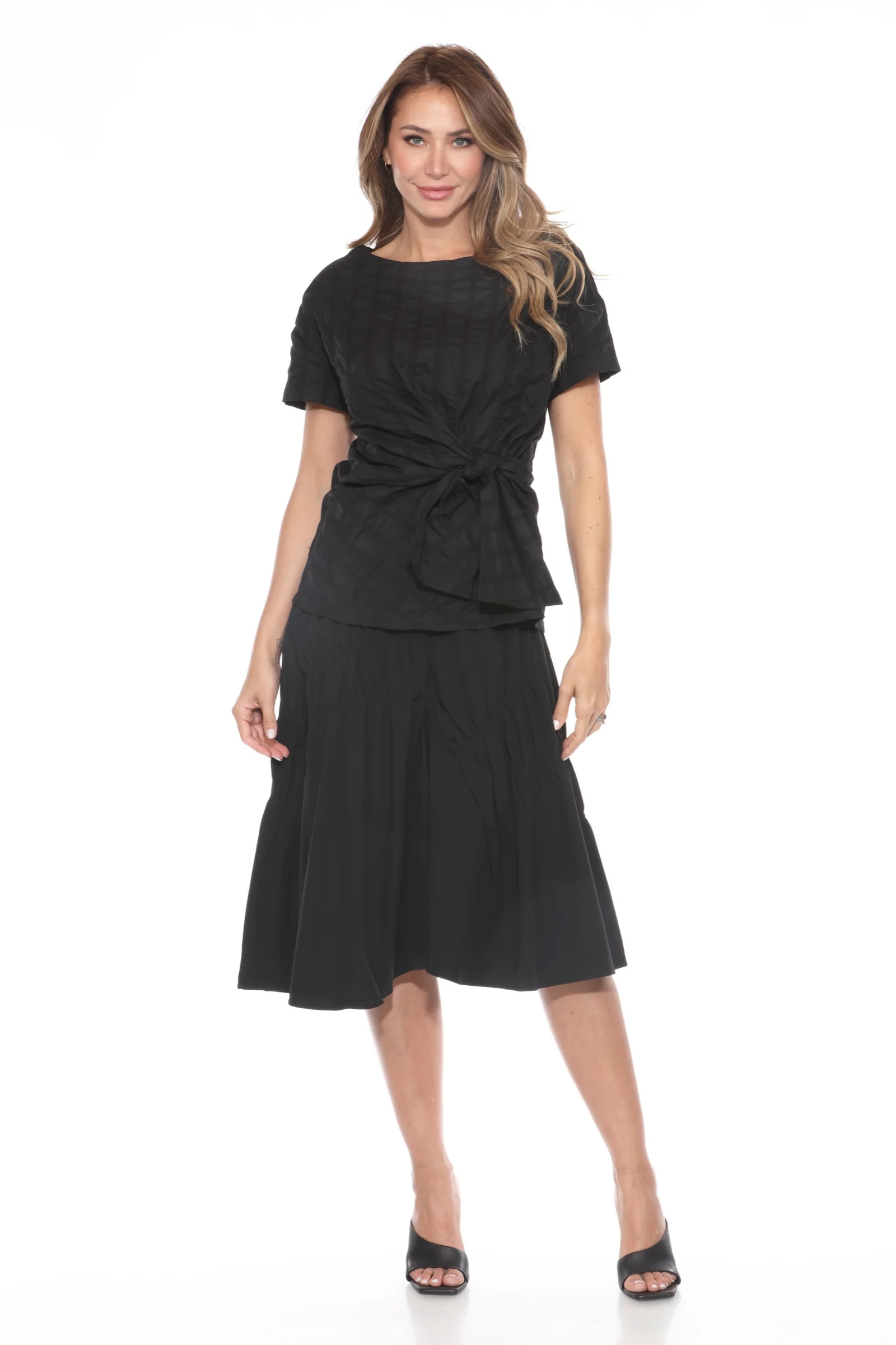 Puckered S/S Top w/ Bow Tie - Image 5