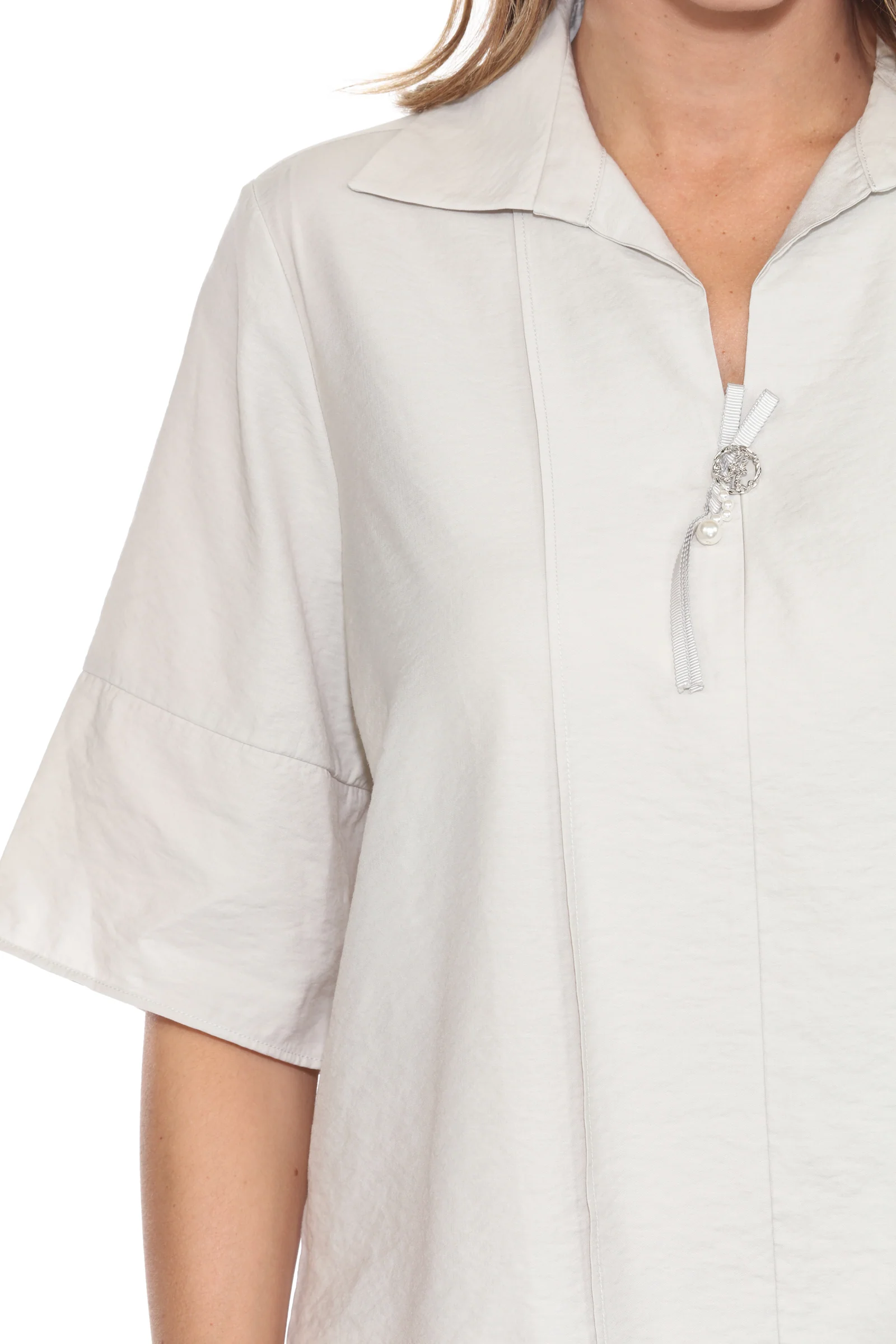 Ornament Collared Tencel Blouse - Image 9
