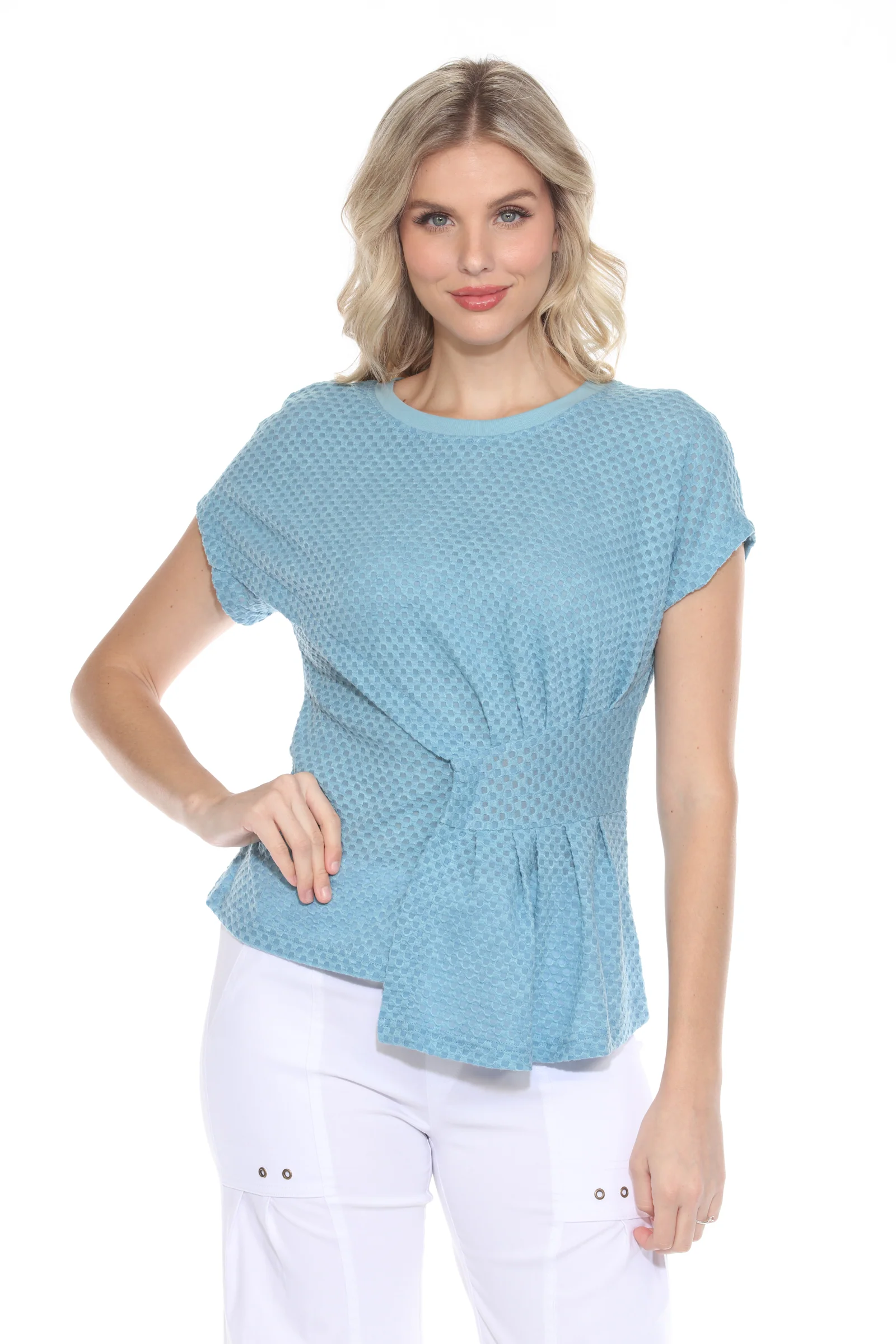 Banded Waist Peplum Tee - Image 6