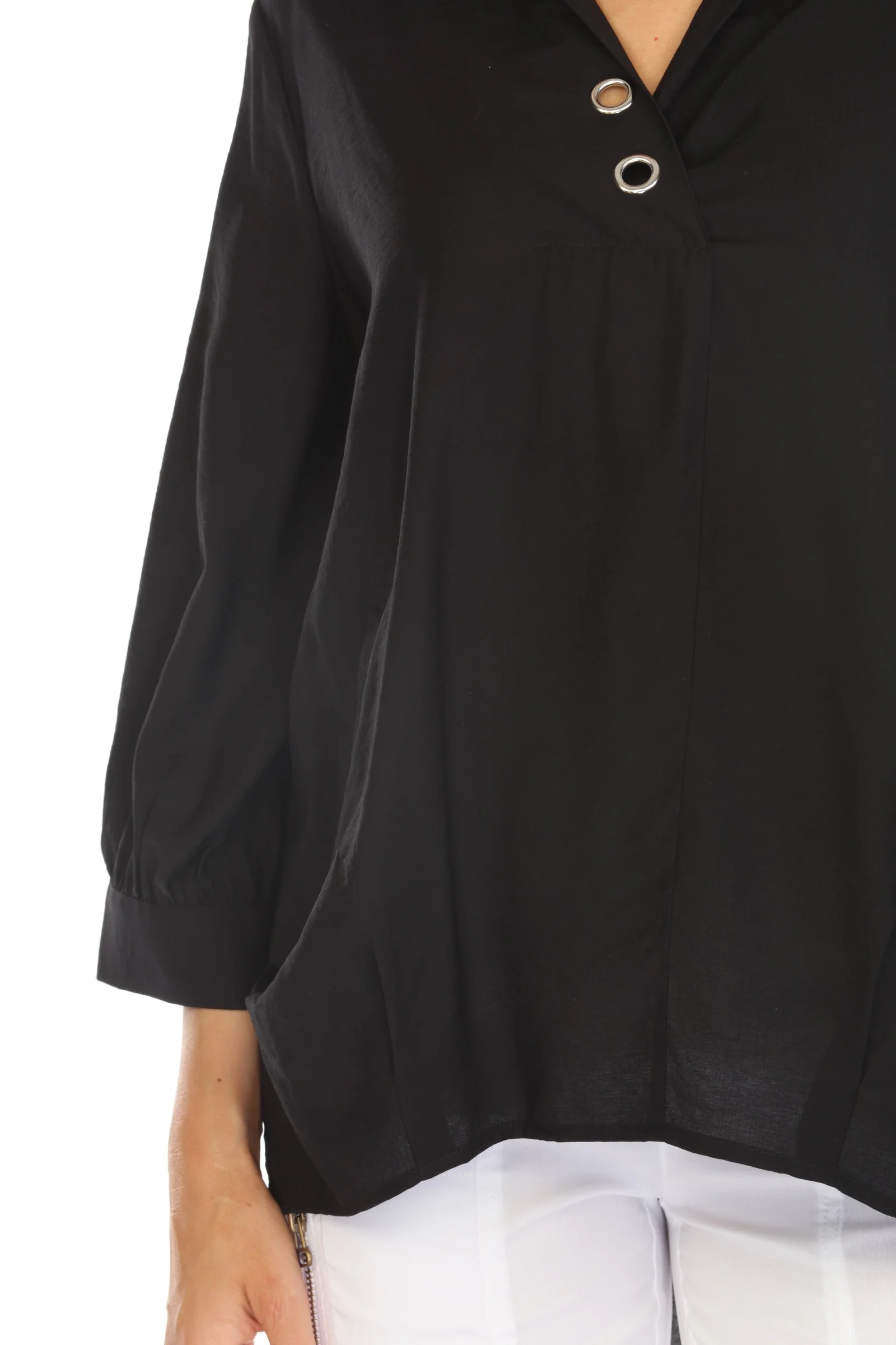 Grommet Split Collar Top - Image 8