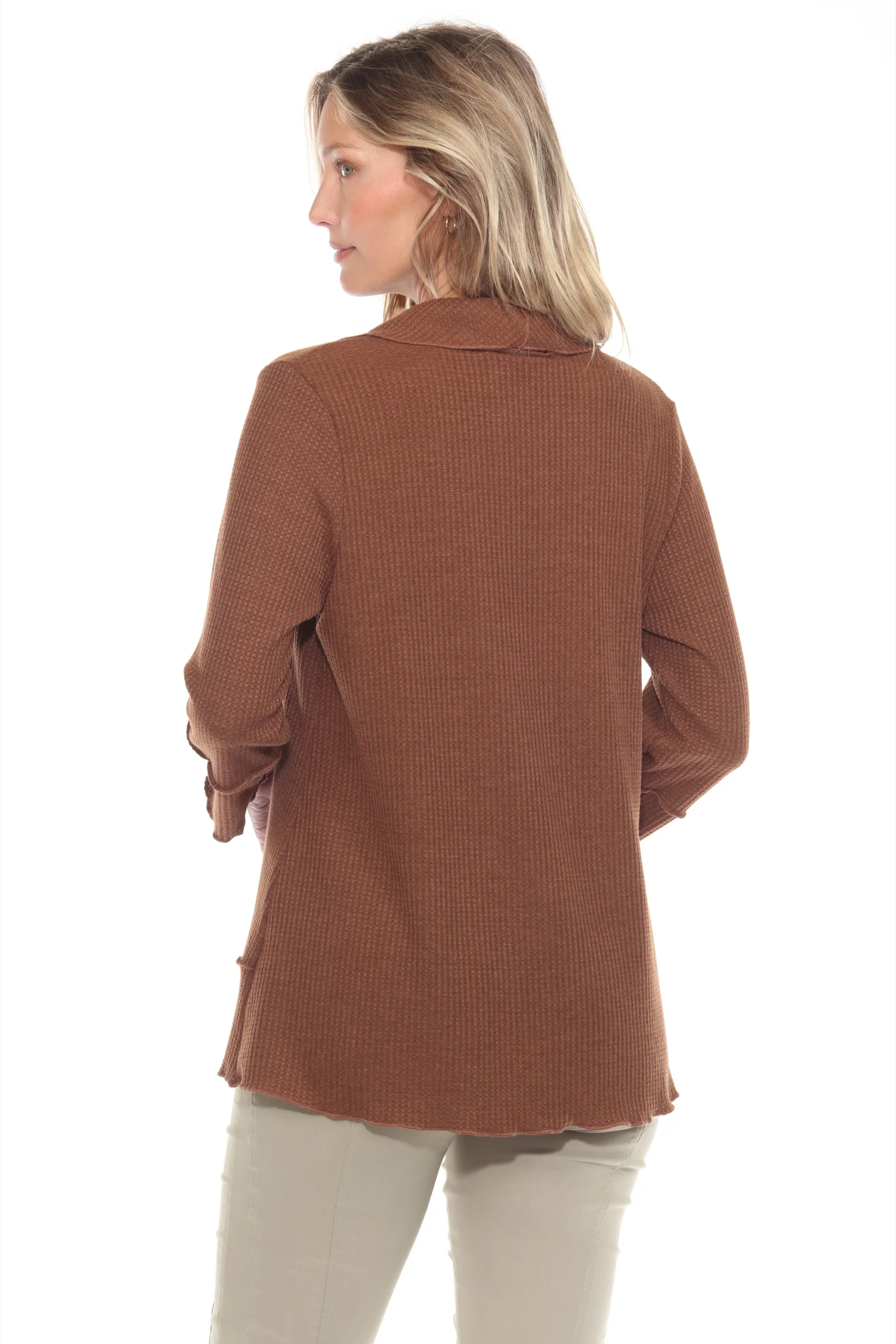 Waffle Knit Cowl Neck Top - Image 7
