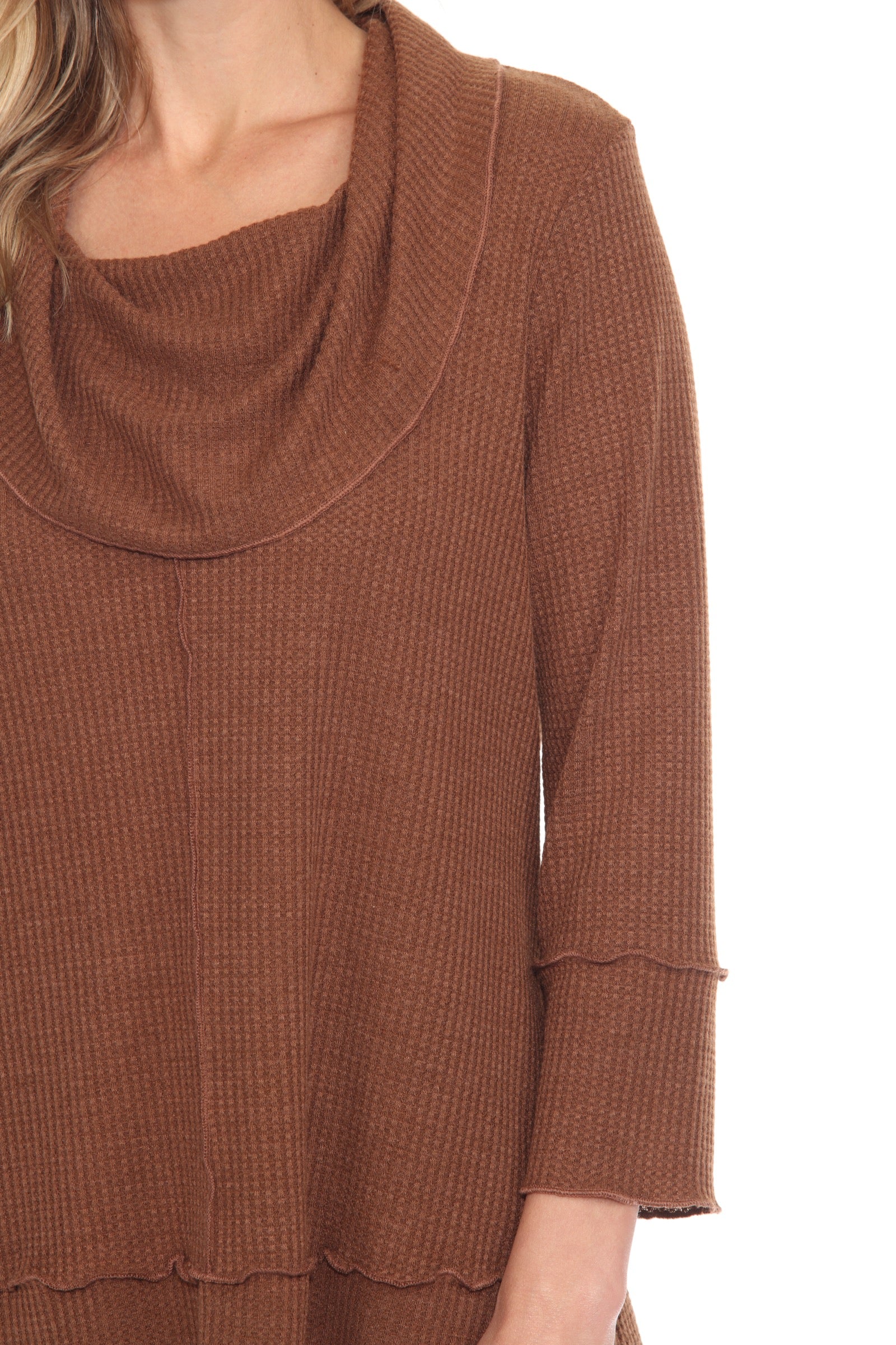 Waffle Knit Cowl Neck Top - Image 8