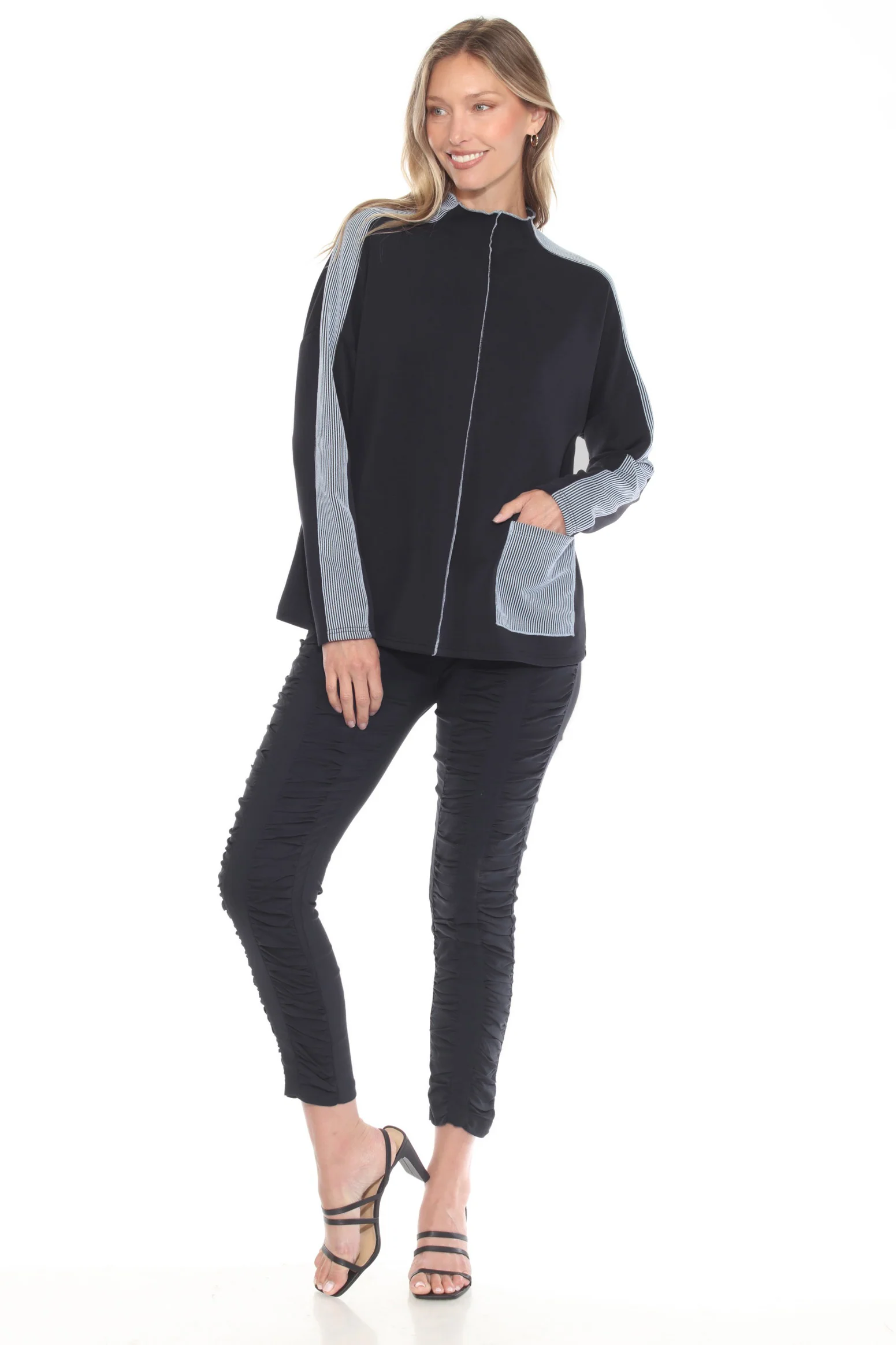 Rib Trim 1pkt Mock Neck Pullover - Image 2