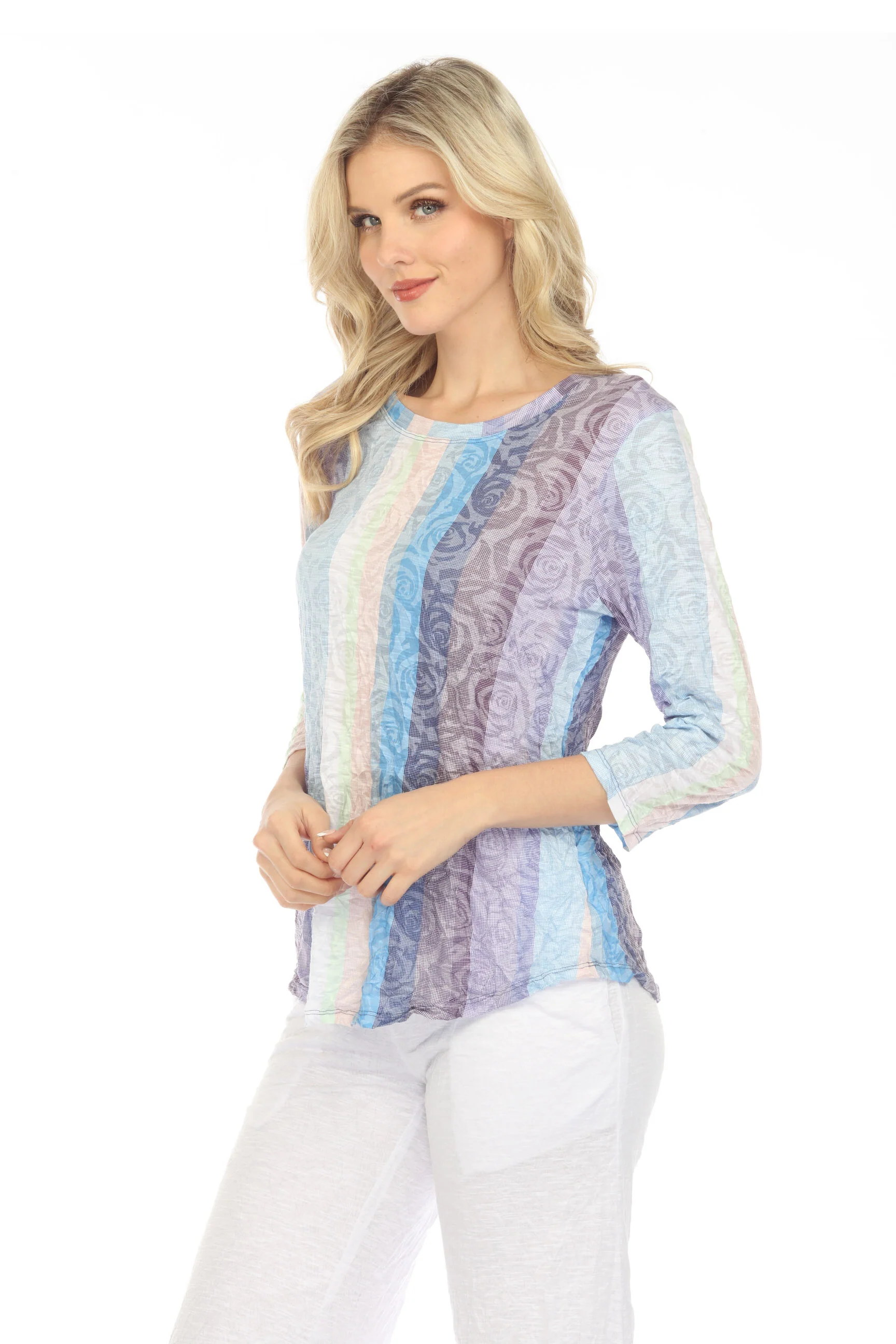 Round-Neck Top - Lilac Stripes - Image 4