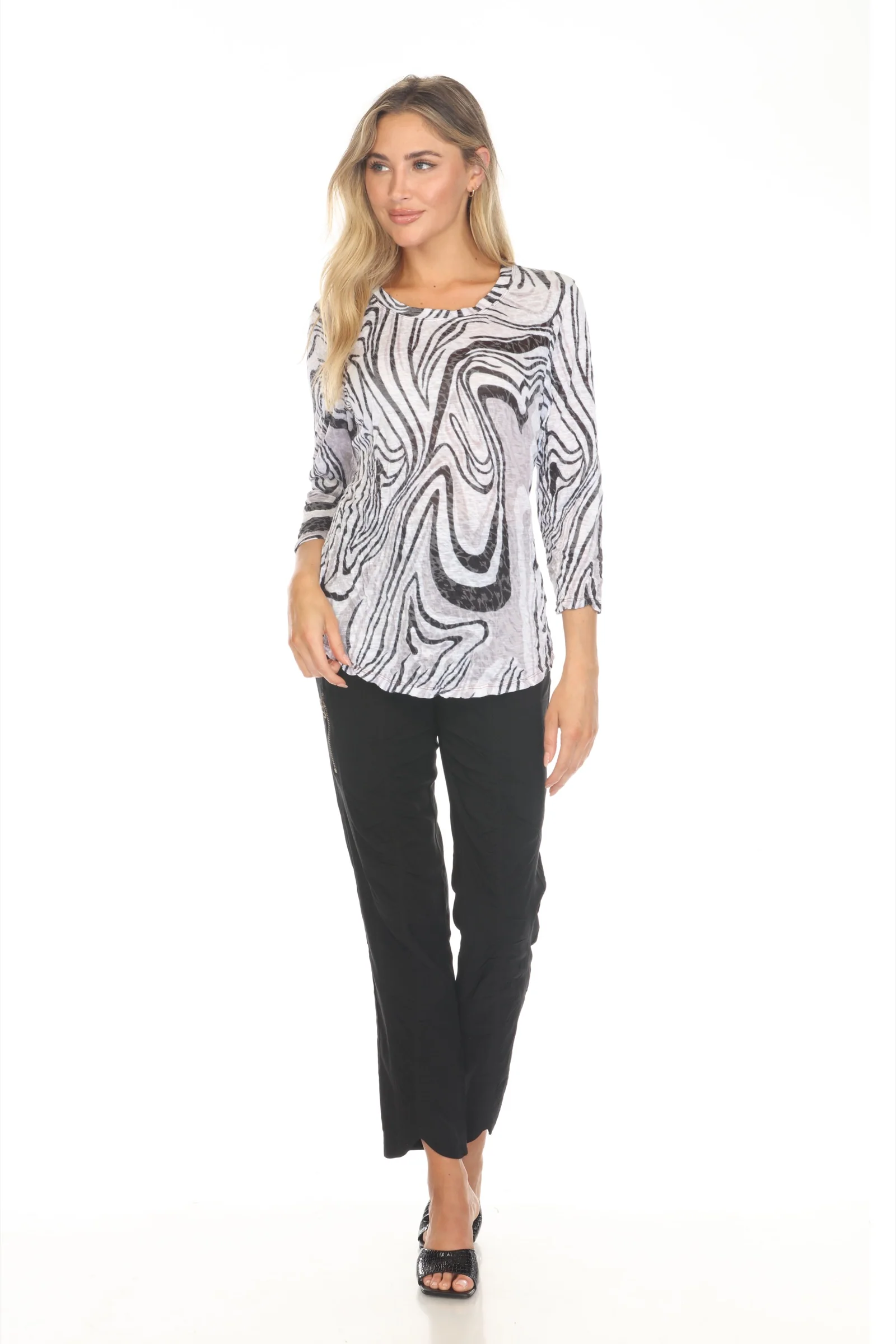 Round-Neck Top - Noir Contours - Image 2