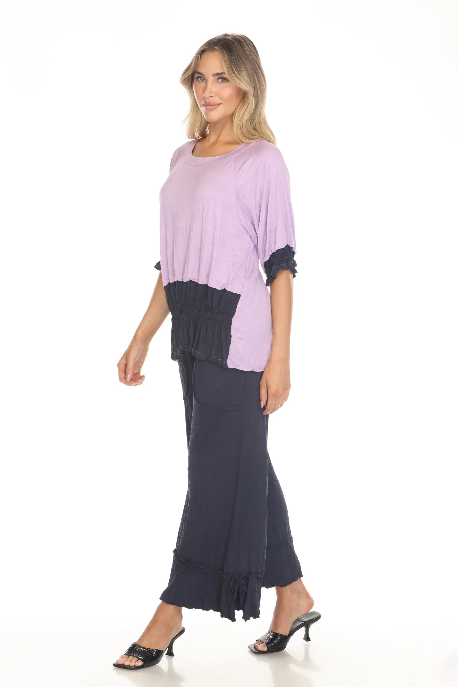 Tara Top and Patch Crop Pant Set - Navy - Image 3