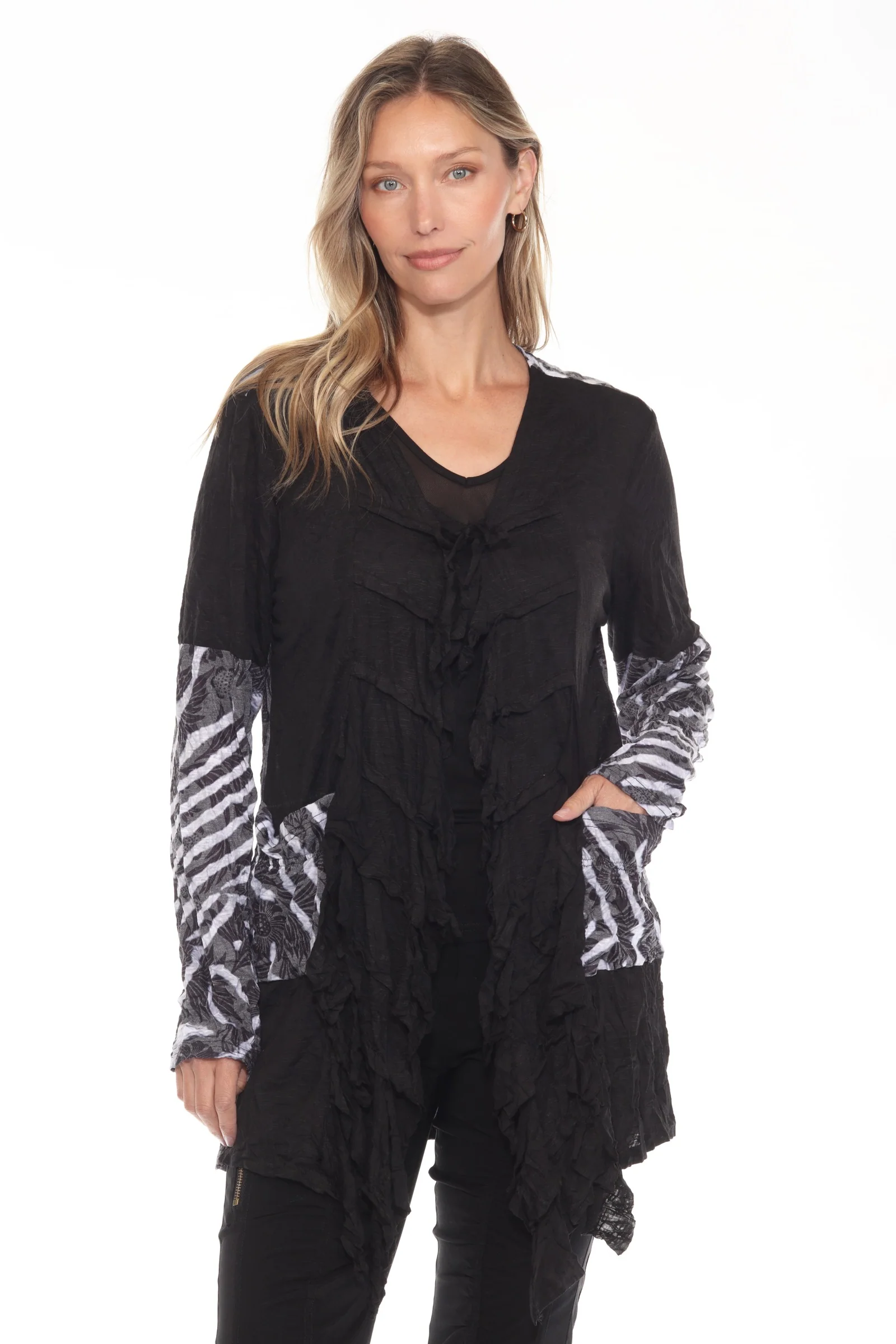 Camille Cardigan Long - Zebra Stripe - Image 4